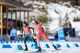 16.03.2024, Canmore, Canada (CAN): Judita Traubaite (LTU), Nadia Moser (CAN), (l-r) - IBU World Cup Biathlon, pursuit women, Canmore (CAN). www.nordicfocus.com. © Manzoni/NordicFocus. Every downloaded picture is fee-liable.