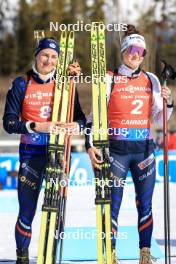 16.03.2024, Canmore, Canada (CAN): Justine Braisaz-Bouchet (FRA), Lou Jeanmonnot (FRA), (l-r) - IBU World Cup Biathlon, pursuit women, Canmore (CAN). www.nordicfocus.com. © Manzoni/NordicFocus. Every downloaded picture is fee-liable.