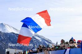 16.03.2024, Canmore, Canada (CAN): Event Feature: French flags - IBU World Cup Biathlon, pursuit women, Canmore (CAN). www.nordicfocus.com. © Manzoni/NordicFocus. Every downloaded picture is fee-liable.