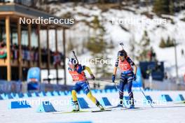 16.03.2024, Canmore, Canada (CAN): Anna Magnusson (SWE), Gilonne Guigonnat (FRA), (l-r) - IBU World Cup Biathlon, pursuit women, Canmore (CAN). www.nordicfocus.com. © Manzoni/NordicFocus. Every downloaded picture is fee-liable.
