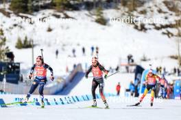 16.03.2024, Canmore, Canada (CAN): Marthe Krakstad Johansen (NOR), Johanna Puff (GER), (l-r) - IBU World Cup Biathlon, pursuit women, Canmore (CAN). www.nordicfocus.com. © Manzoni/NordicFocus. Every downloaded picture is fee-liable.