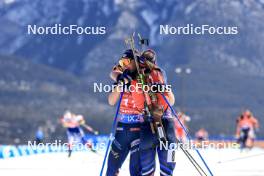 16.03.2024, Canmore, Canada (CAN): Gilonne Guigonnat (FRA), Justine Braisaz-Bouchet (FRA), (l-r) - IBU World Cup Biathlon, pursuit women, Canmore (CAN). www.nordicfocus.com. © Manzoni/NordicFocus. Every downloaded picture is fee-liable.