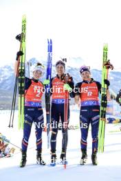 16.03.2024, Canmore, Canada (CAN): Lou Jeanmonnot (FRA), Lisa Vittozzi (ITA), Justine Braisaz-Bouchet (FRA), (l-r) - IBU World Cup Biathlon, pursuit women, Canmore (CAN). www.nordicfocus.com. © Manzoni/NordicFocus. Every downloaded picture is fee-liable.