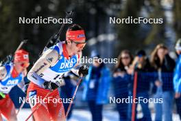 15.03.2024, Canmore, Canada (CAN): Niklas Hartweg (SUI) - IBU World Cup Biathlon, sprint men, Canmore (CAN). www.nordicfocus.com. © Manzoni/NordicFocus. Every downloaded picture is fee-liable.