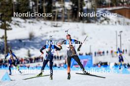 15.03.2024, Canmore, Canada (CAN): Lukas Hofer (ITA), Philipp Nawrath (GER), (l-r) - IBU World Cup Biathlon, sprint men, Canmore (CAN). www.nordicfocus.com. © Manzoni/NordicFocus. Every downloaded picture is fee-liable.