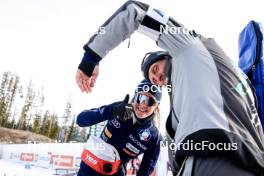 14.03.2024, Canmore, Canada (CAN): Hannah Auchentaller (ITA), Jonne Kahkonen (FIN), coach Team Italy, (l-r) - IBU World Cup Biathlon, sprint women, Canmore (CAN). www.nordicfocus.com. © Manzoni/NordicFocus. Every downloaded picture is fee-liable.