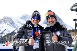 14.03.2024, Canmore, Canada (CAN): Alexander Inderst (ITA), coach Team Italy, Fabio Cianciana (ITA), (l-r) - IBU World Cup Biathlon, sprint women, Canmore (CAN). www.nordicfocus.com. © Manzoni/NordicFocus. Every downloaded picture is fee-liable.