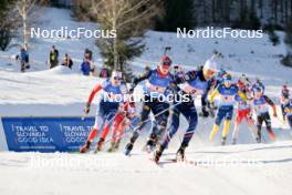 28.01.2024, Brezno-Osrblie, Slovakia (SVK): Adam Vaclavik (CZE), Isak Frey (NOR), Theo Guiraud Poillot (FRA), (l-r) - IBU Open European Championships Biathlon, mixed relay, Brezno-Osrblie (SVK). www.nordicfocus.com. © Reichert/NordicFocus. Every downloaded picture is fee-liable.