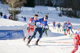 28.01.2024, Brezno-Osrblie, Slovakia (SVK): Zachary Connelly (CAN), Nikolas Burkhart (USA), (l-r) - IBU Open European Championships Biathlon, mixed relay, Brezno-Osrblie (SVK). www.nordicfocus.com. © Reichert/NordicFocus. Every downloaded picture is fee-liable.