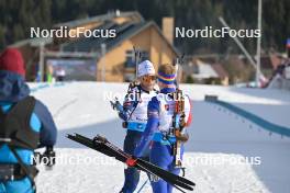 27.01.2024, Brezno-Osrblie, Slovakia (SVK): Antonin Guigonnat (FRA), Dmitrii Shamaev (ROU), (l-r) - IBU Open European Championships Biathlon, pursuit men, Brezno-Osrblie (SVK). www.nordicfocus.com. © Reichert/NordicFocus. Every downloaded picture is fee-liable.