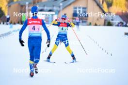28.01.2024, Brezno-Osrblie, Slovakia (SVK): Anton Ivarsson (SWE), Sara Andersson (SWE), (l-r) - IBU Open European Championships Biathlon, single mixed relay, Brezno-Osrblie (SVK). www.nordicfocus.com. © Reichert/NordicFocus. Every downloaded picture is fee-liable.