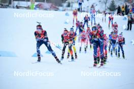 28.01.2024, Brezno-Osrblie, Slovakia (SVK): Vebjoern Soerum (NOR), Simon Kaiser (GER), Anton Ivarsson (SWE), Emilien Claude (FRA), (l-r) - IBU Open European Championships Biathlon, single mixed relay, Brezno-Osrblie (SVK). www.nordicfocus.com. © Reichert/NordicFocus. Every downloaded picture is fee-liable.