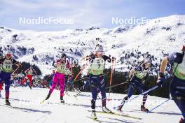 22.03.2024, Meribel, France (FRA): Noemie Remonnay (FRA), Chloe Bened (FRA), Oceane Michelon (FRA), Chloe Chevalier (FRA) - French Championships biathlon, mass, Meribel (FRA). www.nordicfocus.com. © Thibaut/NordicFocus. Every downloaded picture is fee-liable.