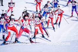 22.03.2024, Meribel, France (FRA): Rosalie Odile (FRA), Matilda Dodos (FRA), Coline Lanchais (FRA), (l-r)  - French Championships biathlon, mass, Meribel (FRA). www.nordicfocus.com. © Thibaut/NordicFocus. Every downloaded picture is fee-liable.