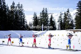 22.03.2024, Meribel, France (FRA): Margot Bonaime (FRA), Zabou Mellouet Achard (FRA), Rosalie Odile (FRA), Marie Hericher (FRA), (l-r)  - French Championships biathlon, mass, Meribel (FRA). www.nordicfocus.com. © Thibaut/NordicFocus. Every downloaded picture is fee-liable.