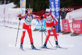 23.03.2024, Meribel, France (FRA): Olivia Brun (FRA), Joanne Weiss (FRA), (l-r) - French Championships biathlon, relay, Meribel (FRA). www.nordicfocus.com. © Thibaut/NordicFocus. Every downloaded picture is fee-liable.