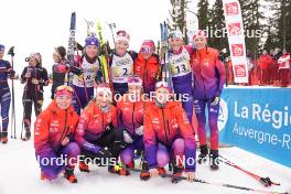 23.03.2024, Meribel, France (FRA): Coralie Langel (FRA), Lou Jeanmonnot (FRA), Lisa Siberchicot (FRA), (l-r) - French Championships biathlon, relay, Meribel (FRA). www.nordicfocus.com. © Thibaut/NordicFocus. Every downloaded picture is fee-liable.