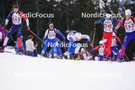 23.03.2024, Meribel, France (FRA): Martin Prod'Homme (FRA), Clovis Henocq (FRA), Quentin Caviglia (FRA), (l-r) - French Championships biathlon, relay, Meribel (FRA). www.nordicfocus.com. © Thibaut/NordicFocus. Every downloaded picture is fee-liable.