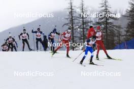23.03.2024, Ulrichen, Switzerland (SUI): Yanis Dumaz (SUI), Jens Berger (SUI), Levin Kunz (SUI), Remo Burch (SUI), (l-r) - Swiss Championships biathlon, mass, Ulrichen (SUI). www.nordicfocus.com. © Manzoni/NordicFocus. Every downloaded picture is fee-liable.