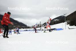 23.03.2024, Ulrichen, Switzerland (SUI): Niklas Hartweg (SUI), Jakob Sirenko (SUI), Aaron Keller (SUI), Jonin Wyss (SUI), (l-r) - Swiss Championships biathlon, mass, Ulrichen (SUI). www.nordicfocus.com. © Manzoni/NordicFocus. Every downloaded picture is fee-liable.