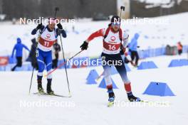 23.03.2024, Ulrichen, Switzerland (SUI): Toni Patt (SUI), Alena Camastral (SUI), (l-r) - Swiss Championships biathlon, mass, Ulrichen (SUI). www.nordicfocus.com. © Manzoni/NordicFocus. Every downloaded picture is fee-liable.
