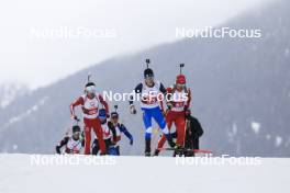 23.03.2024, Ulrichen, Switzerland (SUI): Jens Berger (SUI), Levin Kunz (SUI), Remo Burch (SUI), (l-r) - Swiss Championships biathlon, mass, Ulrichen (SUI). www.nordicfocus.com. © Manzoni/NordicFocus. Every downloaded picture is fee-liable.