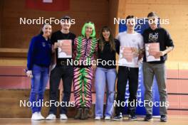 23.03.2024, Oberwald, Switzerland (SUI): Selina Gasparin (SUI), Sebastian Stalder (SUI), Flurina Volken (SUI), Lena Haecki-Gross (SUI), Niklas Hartweg (SUI), Remo Burch (SUI), (l-r) - Swiss Championships biathlon, prize giving ceremony, Oberwald (SUI). www.nordicfocus.com. © Manzoni/NordicFocus. Every downloaded picture is fee-liable.