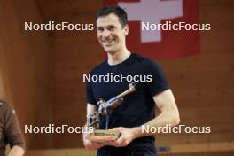 23.03.2024, Oberwald, Switzerland (SUI): Martin Jaeger (SUI) - Swiss Championships biathlon, prize giving ceremony, Oberwald (SUI). www.nordicfocus.com. © Manzoni/NordicFocus. Every downloaded picture is fee-liable.