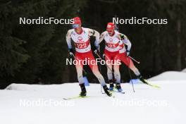 23.03.2024, Ulrichen, Switzerland (SUI): Niklas Hartweg (SUI), Sebastian Stalder (SUI), Joscha Burkhalter (SUI), (l-r) - Swiss Championships biathlon, mass, Ulrichen (SUI). www.nordicfocus.com. © Manzoni/NordicFocus. Every downloaded picture is fee-liable.