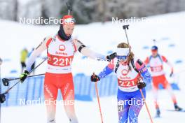24.03.2024, Ulrichen, Switzerland (SUI): Yanis Keller (SUI), Alena Camastral (SUI), (l-r) - Swiss Championships biathlon, single mixed relay, Ulrichen (SUI). www.nordicfocus.com. © Manzoni/NordicFocus. Every downloaded picture is fee-liable.