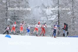 24.03.2024, Ulrichen, Switzerland (SUI): Lara Marti (SUI), Flavia Barmettler (SUI), Evelyn Stalder (SUI), Alessia Laager (SUI), Lara Berwert (SUI), Chiara Saner (SUI), (l-r) - Swiss Championships biathlon, single mixed relay, Ulrichen (SUI). www.nordicfocus.com. © Manzoni/NordicFocus. Every downloaded picture is fee-liable.