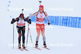 24.03.2024, Ulrichen, Switzerland (SUI): Leon Imwinkelried (SUI), Alessia Laager (SUI), (l-r) - Swiss Championships biathlon, single mixed relay, Ulrichen (SUI). www.nordicfocus.com. © Manzoni/NordicFocus. Every downloaded picture is fee-liable.