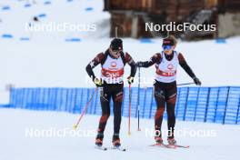 24.03.2024, Ulrichen, Switzerland (SUI): Tanguy Fellay (SUI), Elina Biderbost (SUI), (l-r) - Swiss Championships biathlon, single mixed relay, Ulrichen (SUI). www.nordicfocus.com. © Manzoni/NordicFocus. Every downloaded picture is fee-liable.