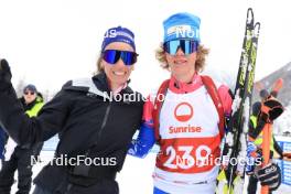 24.03.2024, Ulrichen, Switzerland (SUI): Selina Gasparin (SUI), Lukas Fliri (SUI), (l-r) - Swiss Championships biathlon, single mixed relay, Ulrichen (SUI). www.nordicfocus.com. © Manzoni/NordicFocus. Every downloaded picture is fee-liable.