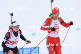 24.03.2024, Ulrichen, Switzerland (SUI): Sophia Imwinkelried (SUI), Remo Burch (SUI), (l-r) - Swiss Championships biathlon, single mixed relay, Ulrichen (SUI). www.nordicfocus.com. © Manzoni/NordicFocus. Every downloaded picture is fee-liable.
