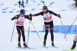 24.03.2024, Ulrichen, Switzerland (SUI): Noe Tissieres (SUI), Flavia Barmettler (SUI), (l-r) - Swiss Championships biathlon, single mixed relay, Ulrichen (SUI). www.nordicfocus.com. © Manzoni/NordicFocus. Every downloaded picture is fee-liable.