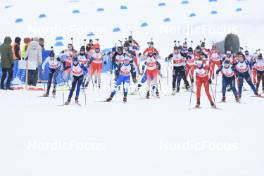 24.03.2024, Ulrichen, Switzerland (SUI): Neva Spitale (SUI), Chiara Saner (SUI), Lisa Naegeli (SUI), Alessia Laager (SUI), Lara Marti (SUI), Lara Berwert (SUI), (l-r) - Swiss Championships biathlon, single mixed relay, Ulrichen (SUI). www.nordicfocus.com. © Manzoni/NordicFocus. Every downloaded picture is fee-liable.