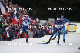 18.02.2024, Nove Mesto na Morave, Czechia (CZE): Michal Krcmar (CZE), Eric Perrot (FRA), (l-r) - IBU World Championships Biathlon, mass men, Nove Mesto na Morave (CZE). www.nordicfocus.com. © Thibaut/NordicFocus. Every downloaded picture is fee-liable.
