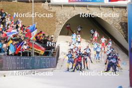 18.02.2024, Nove Mesto na Morave, Czechia (CZE): Elvira Oeberg (SWE), Julia Simon (FRA), Lou Jeanmonnot (FRA), Justine Braisaz-Bouchet (FRA), (l-r) - IBU World Championships Biathlon, mass women, Nove Mesto na Morave (CZE). www.nordicfocus.com. © Thibaut/NordicFocus. Every downloaded picture is fee-liable.