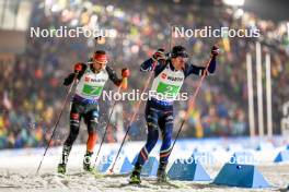 07.02.2024, Nove Mesto na Morave, Czechia (CZE): Philipp Nawrath (GER), Quentin Fillon Maillet (FRA), (l-r) - IBU World Championships Biathlon, mixed relay, Nove Mesto na Morave (CZE). www.nordicfocus.com. © Manzoni/NordicFocus. Every downloaded picture is fee-liable.