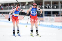 17.02.2024, Nove Mesto na Morave, Czechia (CZE): Aita Gasparin (SUI), Lena Haecki-Gross (SUI), (l-r) - IBU World Championships Biathlon, relay women, Nove Mesto na Morave (CZE). www.nordicfocus.com. © Manzoni/NordicFocus. Every downloaded picture is fee-liable.