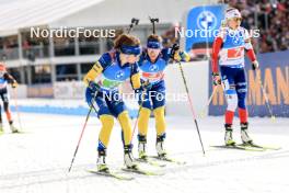 17.02.2024, Nove Mesto na Morave, Czechia (CZE): Linn Persson (SWE), Anna Magnusson (SWE), (l-r) - IBU World Championships Biathlon, relay women, Nove Mesto na Morave (CZE). www.nordicfocus.com. © Manzoni/NordicFocus. Every downloaded picture is fee-liable.