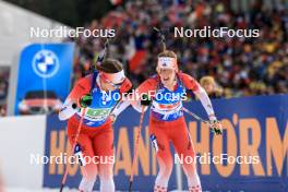17.02.2024, Nove Mesto na Morave, Czechia (CZE): Nadia Moser (CAN), Emma Lunder (CAN), (l-r) - IBU World Championships Biathlon, relay women, Nove Mesto na Morave (CZE). www.nordicfocus.com. © Manzoni/NordicFocus. Every downloaded picture is fee-liable.