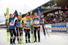 17.02.2024, Nove Mesto na Morave, Czechia (CZE): Janina Hettich-Walz (GER), Sophia Schneider (GER), Selina Grotian (GER), Vanessa Voigt (GER), (l-r) - IBU World Championships Biathlon, relay women, Nove Mesto na Morave (CZE). www.nordicfocus.com. © Manzoni/NordicFocus. Every downloaded picture is fee-liable.