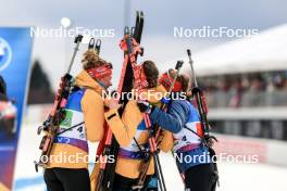 17.02.2024, Nove Mesto na Morave, Czechia (CZE): Selina Grotian (GER), Sophia Schneider (GER), Vanessa Voigt (GER), Janina Hettich-Walz (GER), (l-r) - IBU World Championships Biathlon, relay women, Nove Mesto na Morave (CZE). www.nordicfocus.com. © Manzoni/NordicFocus. Every downloaded picture is fee-liable.