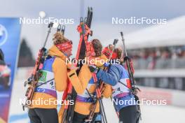 17.02.2024, Nove Mesto na Morave, Czechia (CZE): Selina Grotian (GER), Vanessa Voigt (GER), Sophia Schneider (GER), (l-r) - IBU World Championships Biathlon, relay women, Nove Mesto na Morave (CZE). www.nordicfocus.com. © Manzoni/NordicFocus. Every downloaded picture is fee-liable.