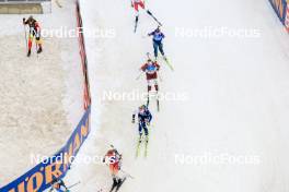 17.02.2024, Nove Mesto na Morave, Czechia (CZE): Elisa Gasparin (SUI), Suvi Minkkinen (FIN), Sanita Bulina (LAT), Chloe Levins (USA), (l-r) - IBU World Championships Biathlon, relay women, Nove Mesto na Morave (CZE). www.nordicfocus.com. © Manzoni/NordicFocus. Every downloaded picture is fee-liable.