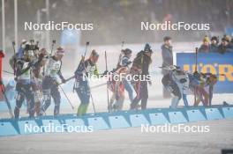 15.02.2024, Nove Mesto na Morave, Czechia (CZE): Suvi Minkkinen (FIN), Polona Klemencic (SLO), Lena Haecki-Gross (SUI), Susan Kuelm (EST), Alla Ghilenko (MDA), (l-r) - IBU World Championships Biathlon, single mixed relay, Nove Mesto na Morave (CZE). www.nordicfocus.com. © Thibaut/NordicFocus. Every downloaded picture is fee-liable.