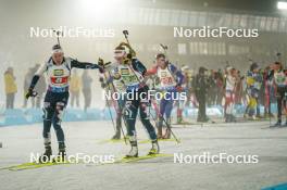 15.02.2024, Nove Mesto na Morave, Czechia (CZE): Otto Invenius (FIN), Suvi Minkkinen (FIN), (l-r) - IBU World Championships Biathlon, single mixed relay, Nove Mesto na Morave (CZE). www.nordicfocus.com. © Thibaut/NordicFocus. Every downloaded picture is fee-liable.