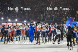 15.02.2024, Nove Mesto na Morave, Czechia (CZE): Johannes Thingnes Boe (NOR), Justus Strelow (GER), Sebastian Samuelsson (SWE), Simon Eder (AUT), Quentin Fillon Maillet (FRA), (l-r) - IBU World Championships Biathlon, single mixed relay, Nove Mesto na Morave (CZE). www.nordicfocus.com. © Manzoni/NordicFocus. Every downloaded picture is fee-liable.